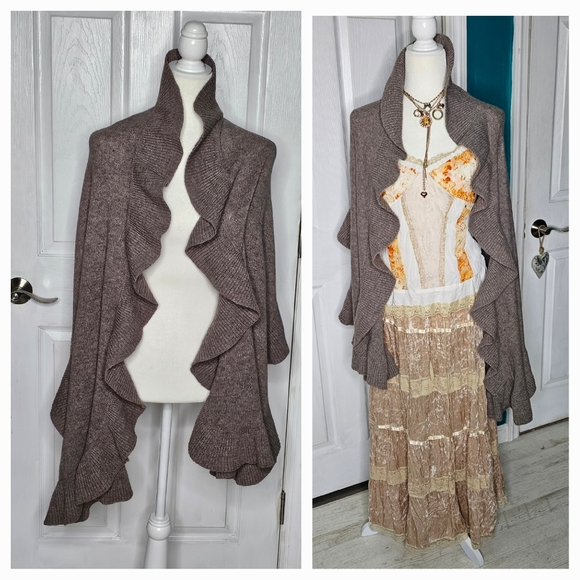 H&M shrug sweater shawl Brown Beige - Picture 14 of 14